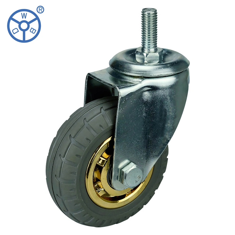 Korean Style 4inch Rubber Swivel Caster with Threaded Stem