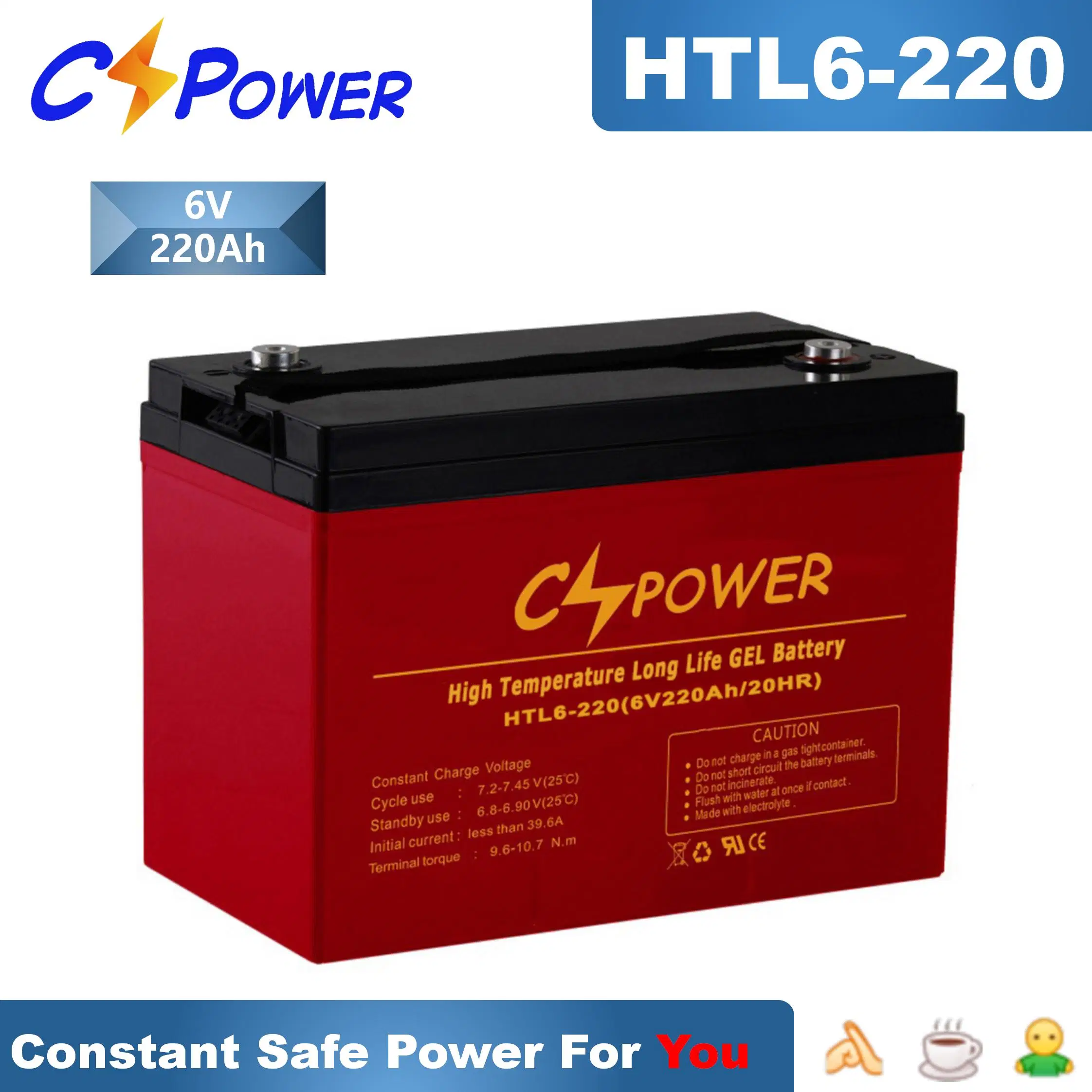 Cspower 6V310ah VRLA Mf High/Cold-Temp Deep Cycle Gel Battery Long Life Charge