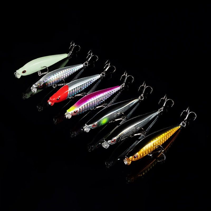 6/7/9cm de profundidad artificial de plástico duro Minnow Pesca señuelos agua salada de cebo