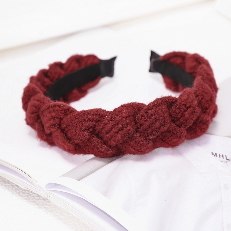 Herbst und Winter Twist Strickwolle Stirnband Neu handgefertigte Haare Bands Netz Rot Einfache Farbe Haarzubehör