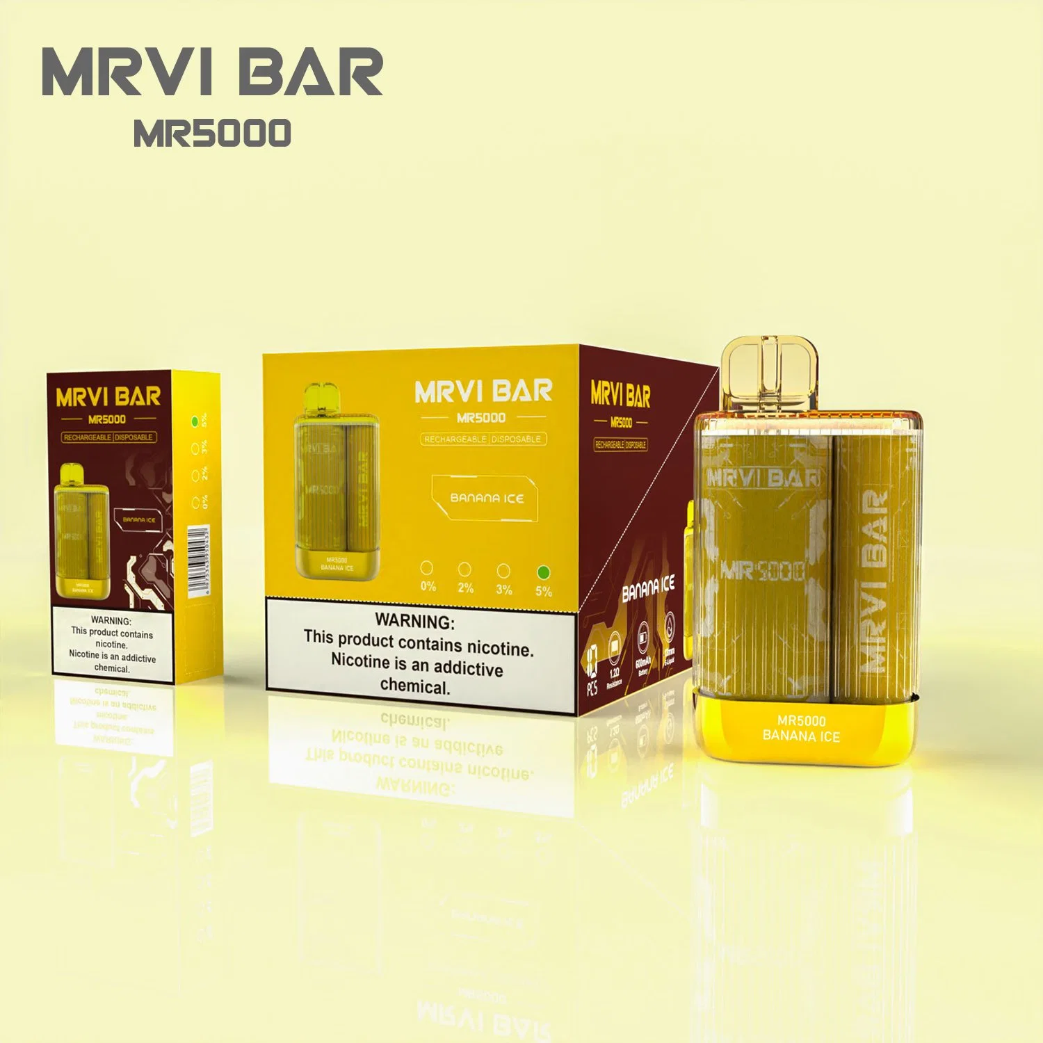 Factory Price Disposable/Chargeable Vape Pen Crystal Style Mrvi 5000 Puffs E Cigarette Vape Juice