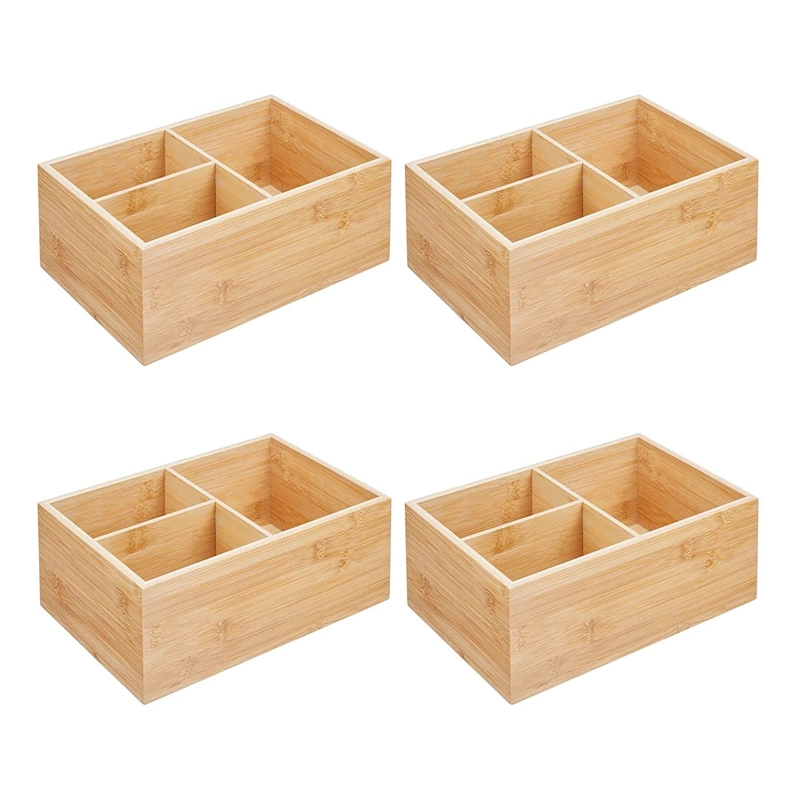 Bamboo Wood Kitchen Storage Bin Organizer for Food Container Lids and Covers