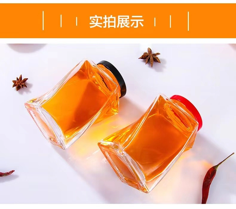 New Designed 360ml 500g Honey Jar Glass with Lid Creative Honey Jar Glass Food Container Jar New Design