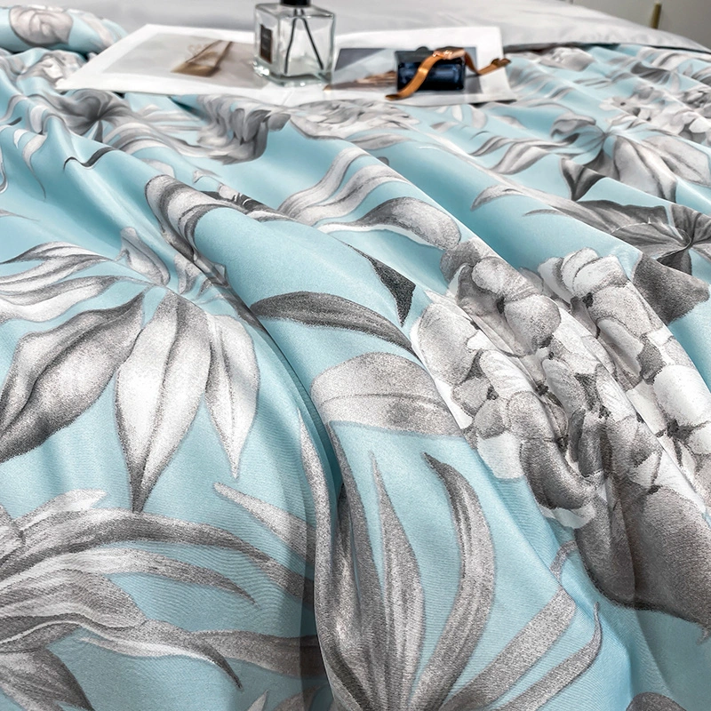 Großhandel ODM Top Home Textil Grau Kissen deckt Blume Faser Bettwäsche Set Drucken Saisonrabatt