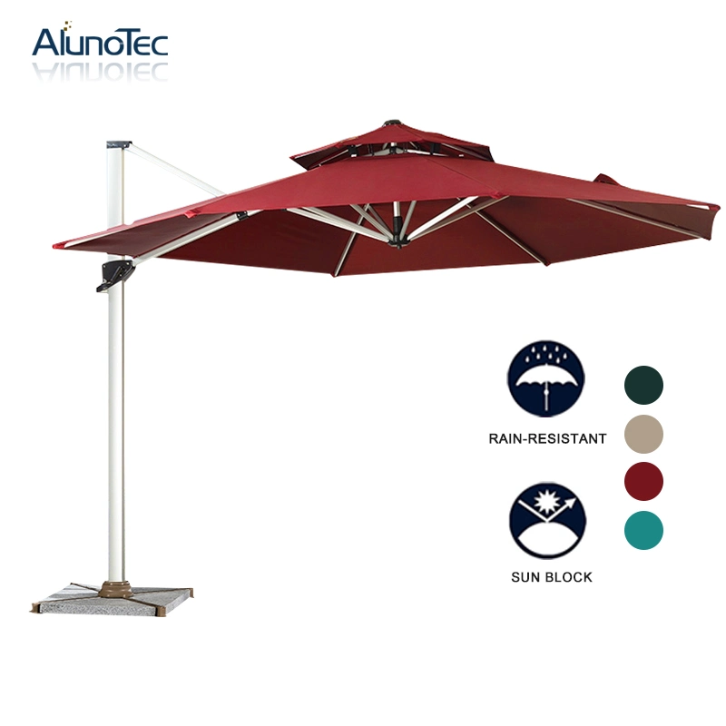 Anti-UV Folding Cantilever Aluminum Parasols Umbrellas for Patio Sunshades