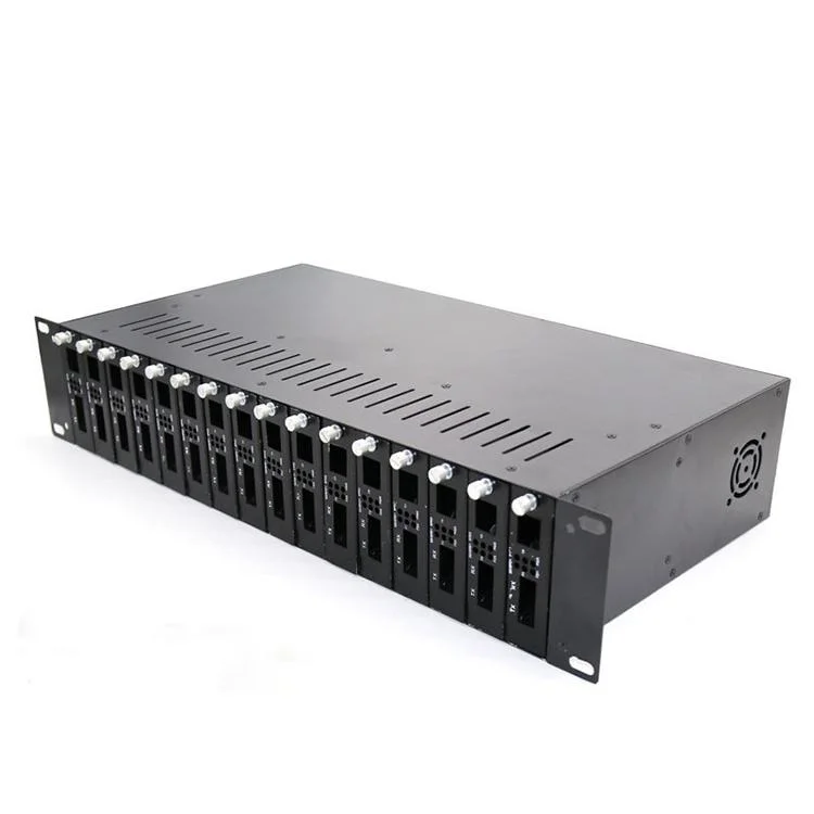 2 u 16 Slots Rack Mount chassis Media Converter para Standalone Conversor multimédia