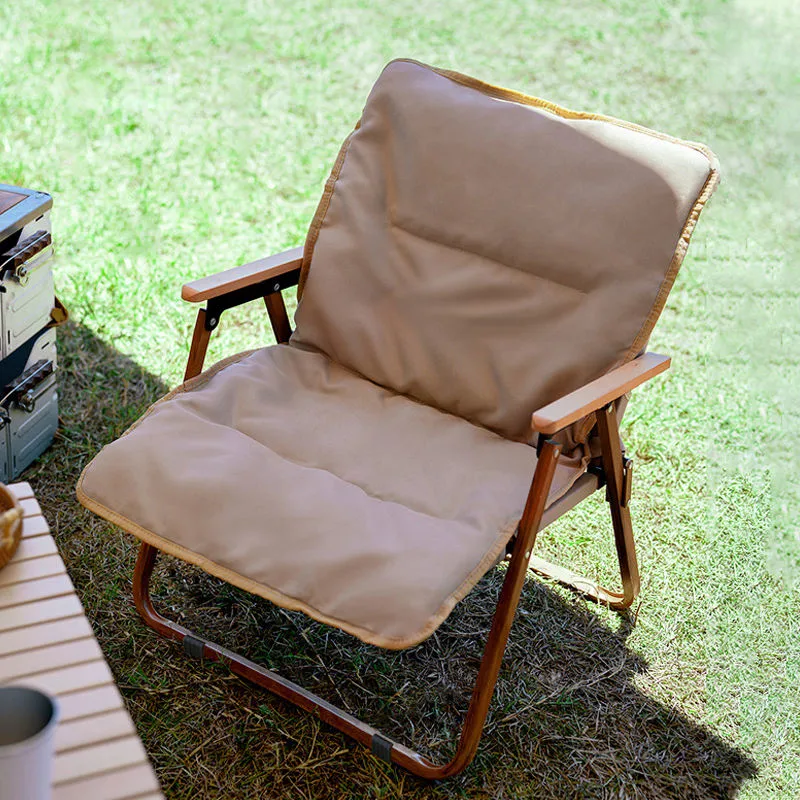 Custom Logo silla portátil de cojín de madera aluminio tubería al aire libre Camping Silla plegable