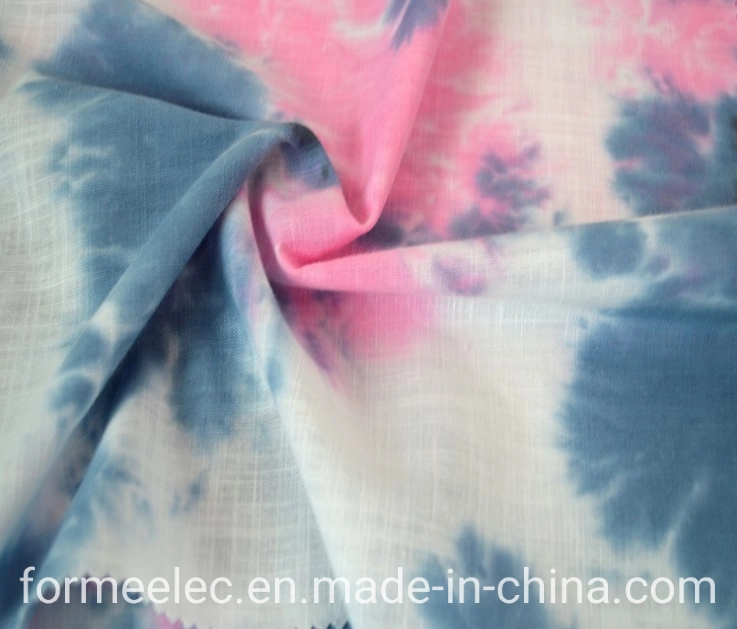 Summer Clothes Fabrics Hoody Curtain Fabric 21s 105g Linen Type Cloth Tie Dyed Slubbed Fabric