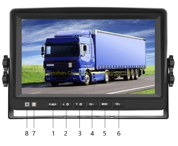 1024X600 7inch Ahd IPS Car Monitor Rear View Monitor Support 1080P Ahd Camera with 2 X 4pin Video Input