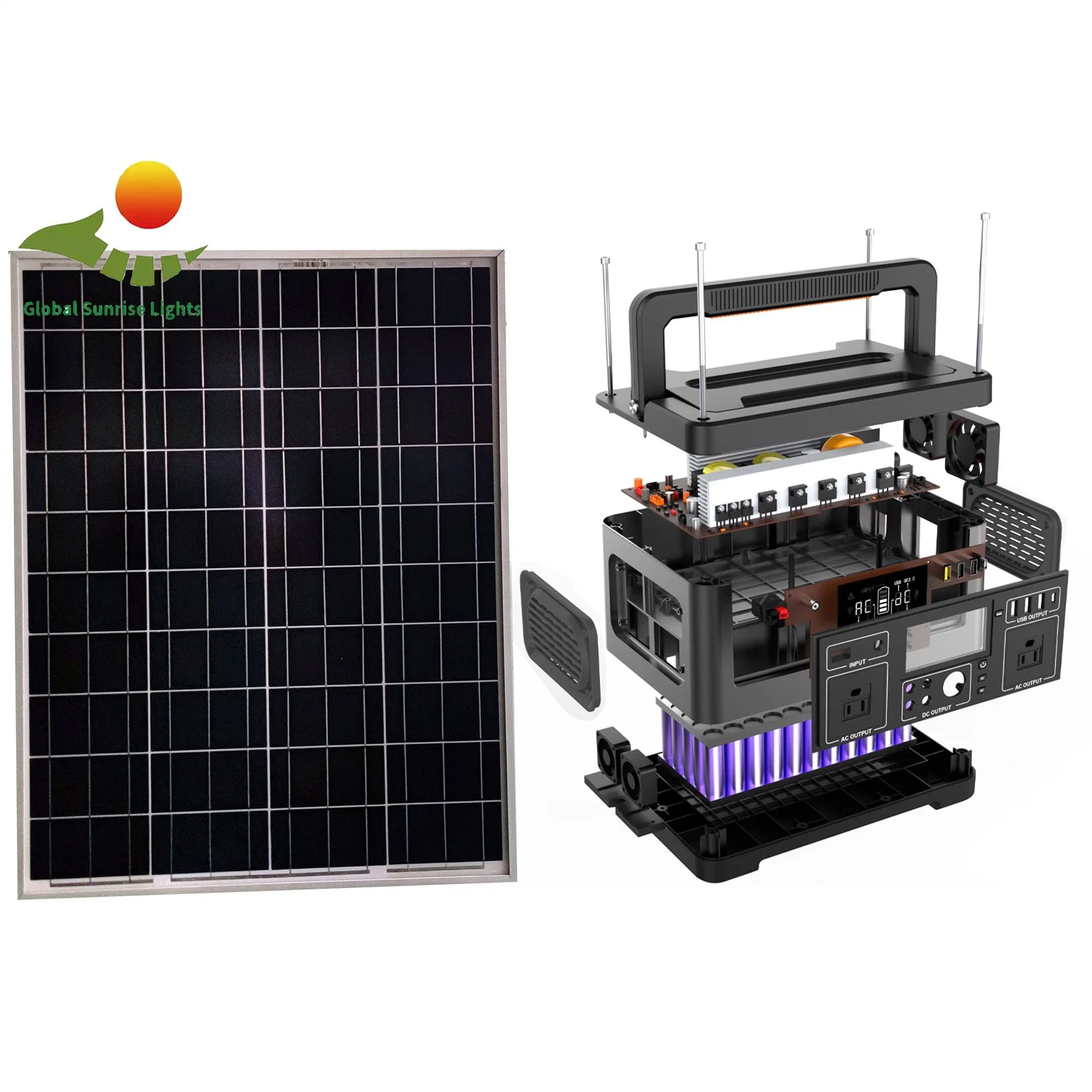 500W Portable Inversor Solar efectuar TV LED do calculador do grupo motoventilador Kit Solar com saída DC Carrt Eletrodomésticos