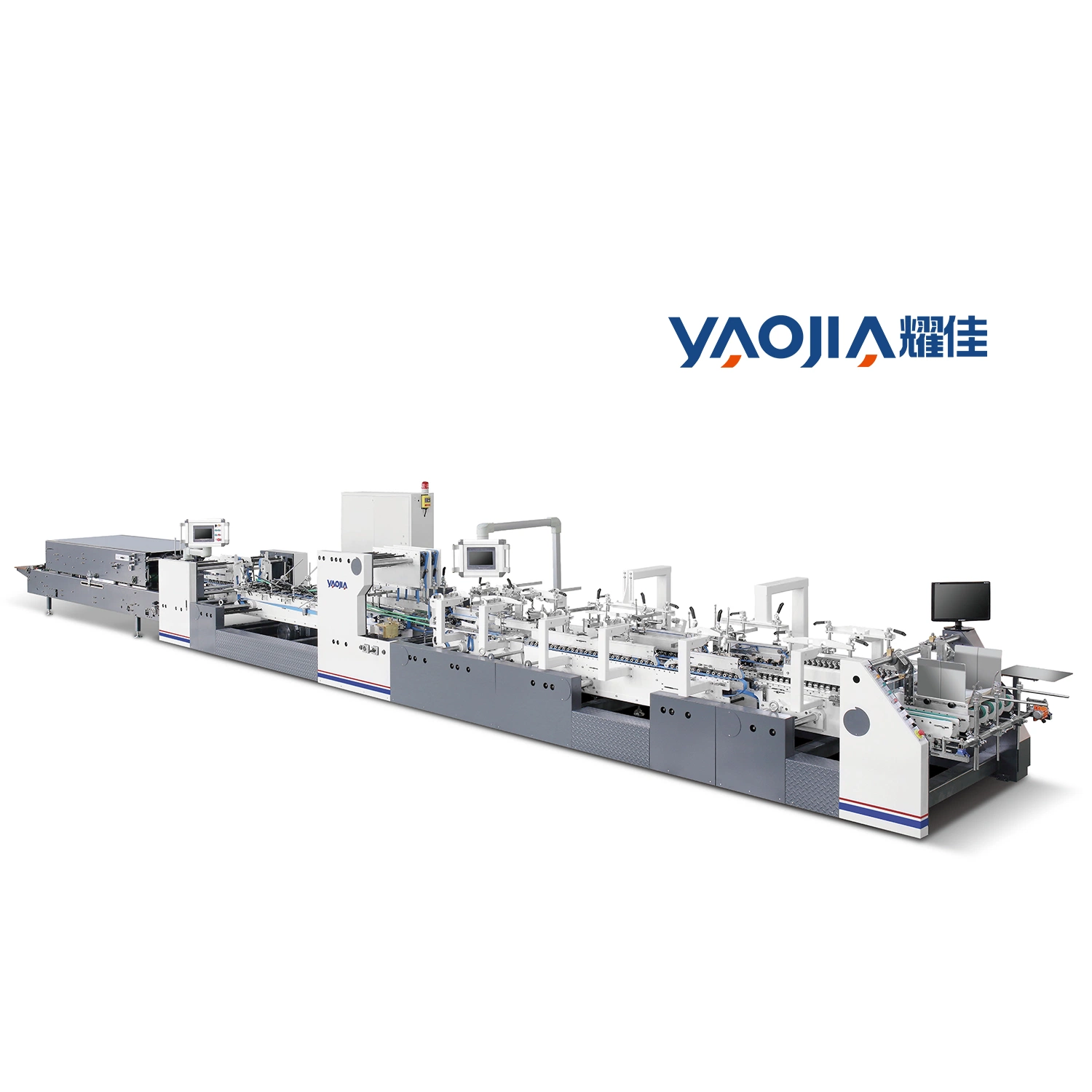 Yaojia Folding Gluing Machine Making Paper Box Folder Gluer Corrugated Box 4 6 Corners Box Crash Lock Bottom Box Folder Gluing Machine