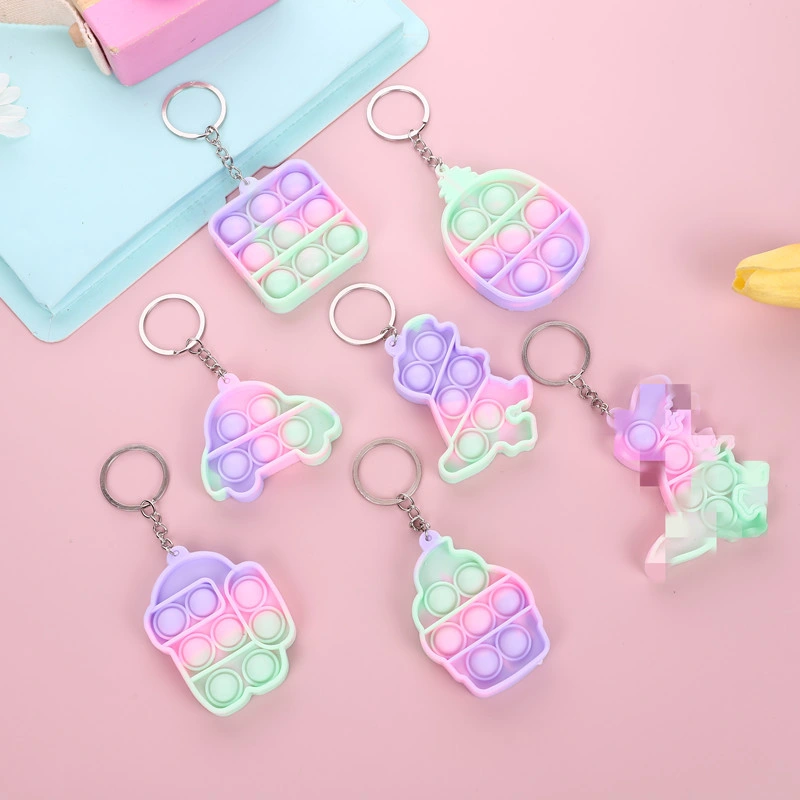 Горячая продажа робот MACARON цвет Cute нажмите купол мини Popper силиконовой игрушкой Pop Fidget цепочки ключей