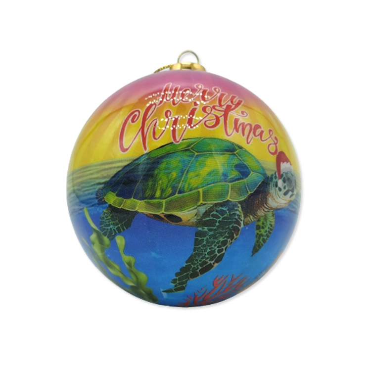 Custom Printing Árvore de Natal decoração Loja de recordações Sea Turtle Beach Bola de Natal em espuma de 8 cm