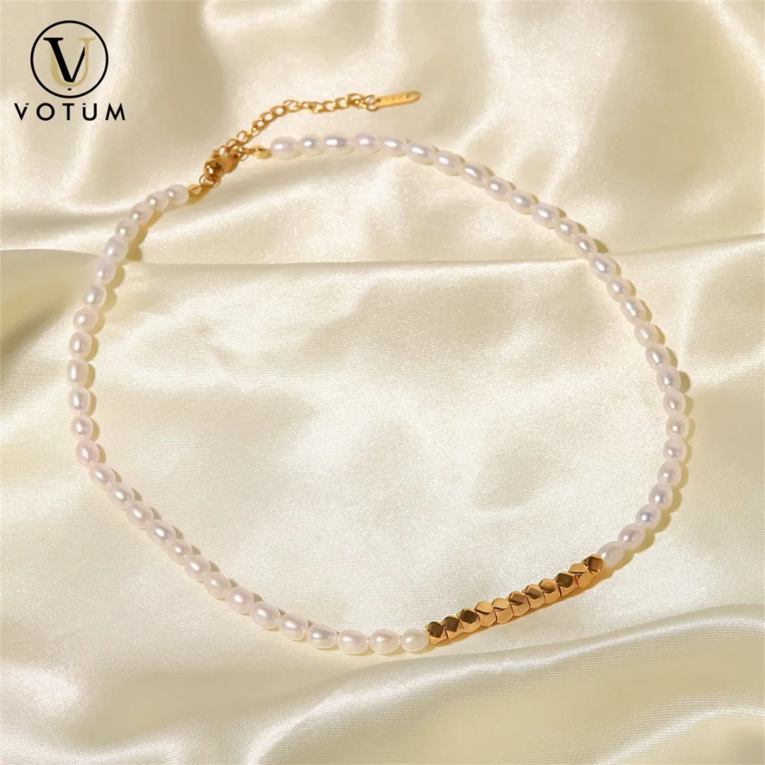 Votum OEM de la Fábrica Real de 14K Gold Personalizar Collar de perlas de agua dulce chino Joyas