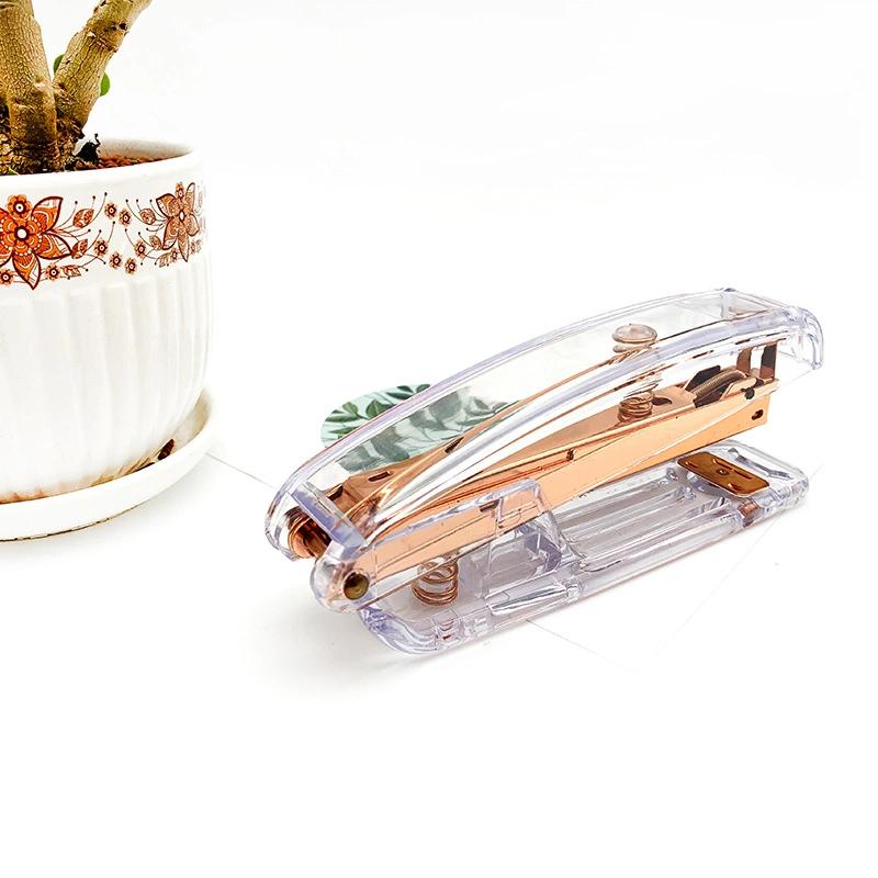 Transparent Rose Gold Fashion Office Student Customized Logo Stapler Binding Machine