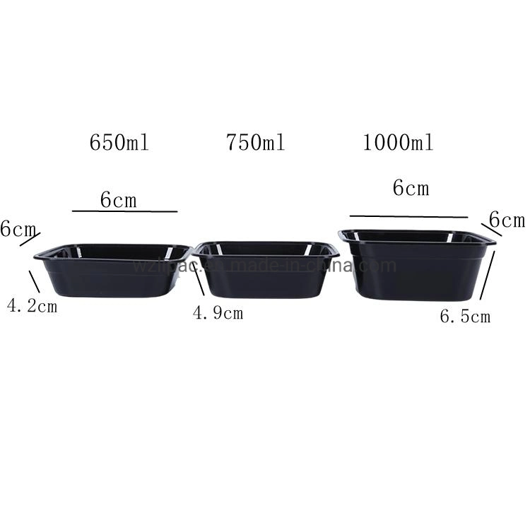 Manufacturer 1000ml Black or Clear Transparent Rectangle Plastic Lunch Boxes Disposable Plastic Takeout Food Containers