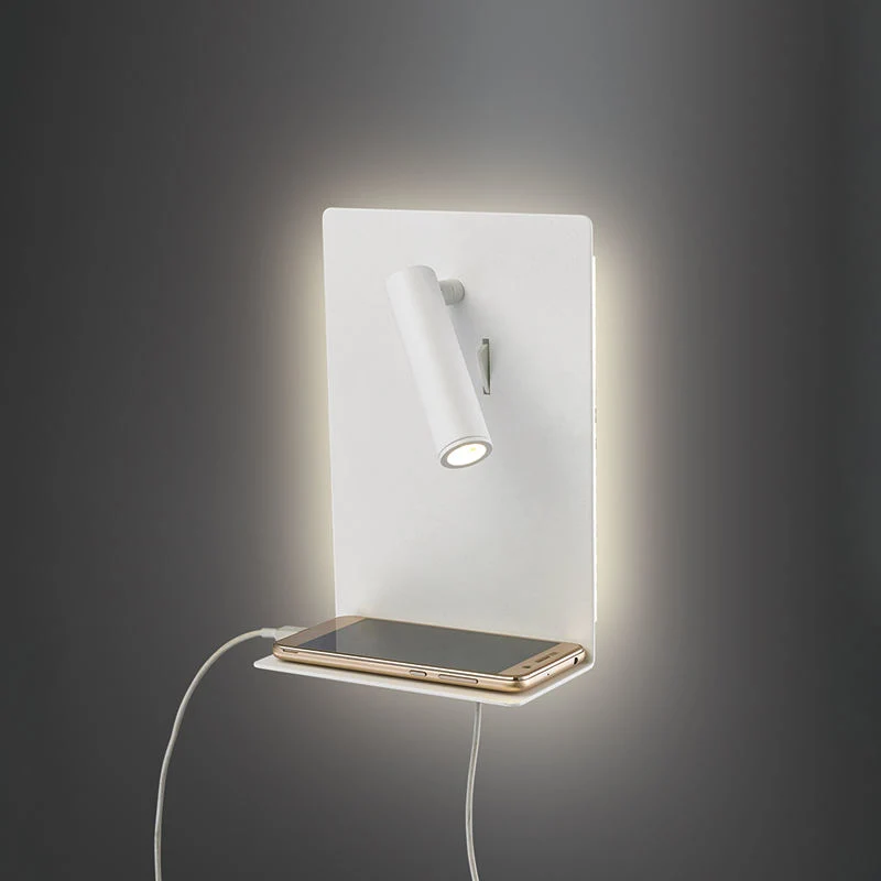 Venta en caliente aluminio 3+8W Estudio LED de lectura Luz de pared ajustable Lámpara de lectura puntual