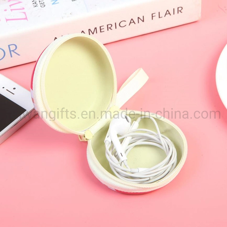 Round Metal Small Coin Case with Zipper