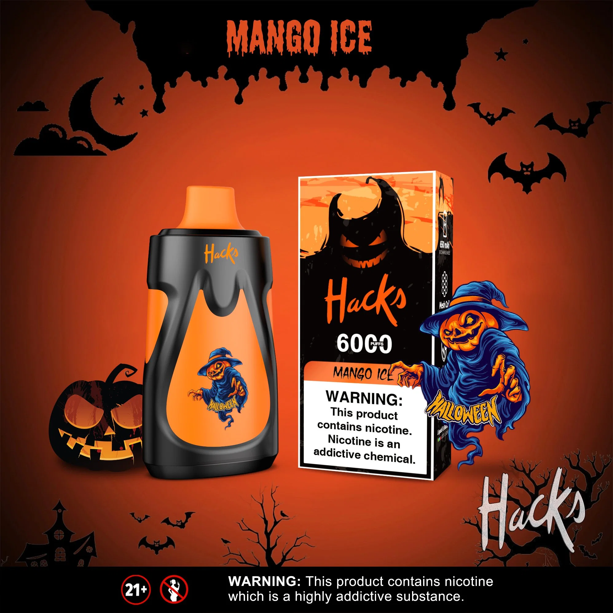 Halloween Halloween LED recargables al por mayor de 13ml 6000 puff Vape E-cigarrillo