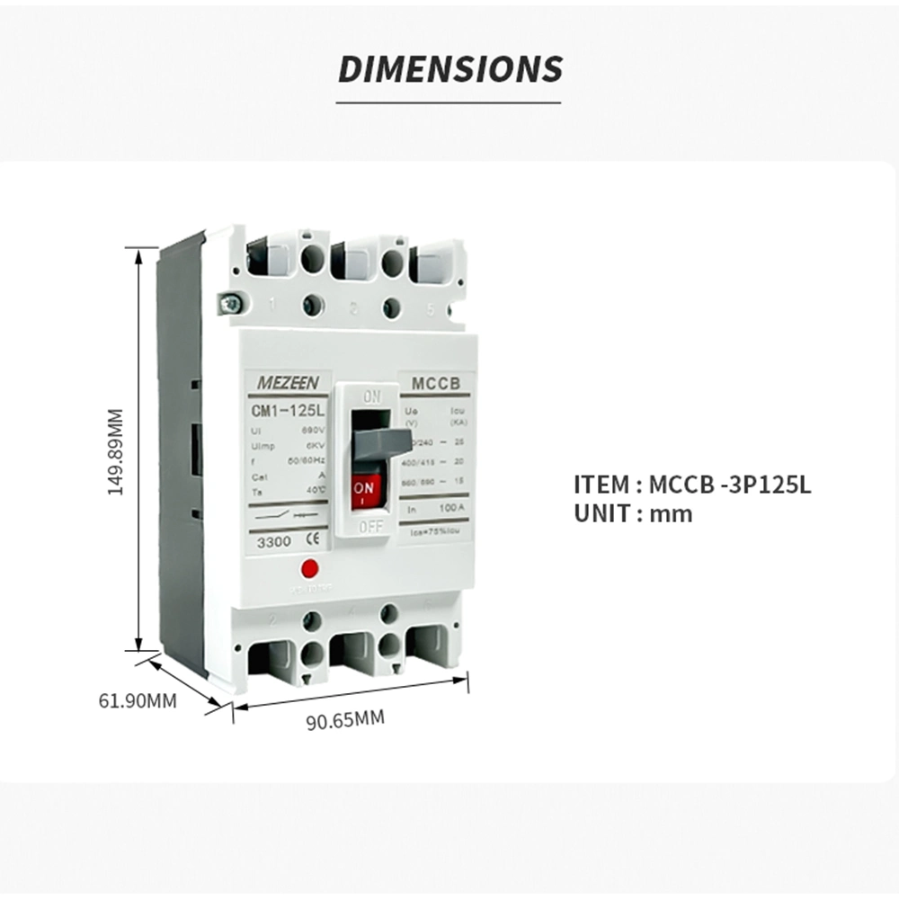 3p 125A AC/DC 400V 35ka Electric MCCB 3p Moulded Case Circuit Breaker