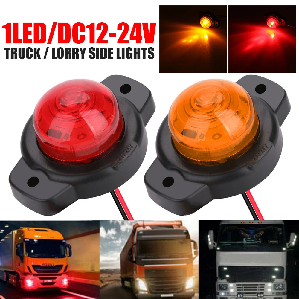 DC 24V Truck Side Marker Lights Car External Lights Squarde Warning Tail Light Auto Trailer Truck Lorry Lamps Amber Color