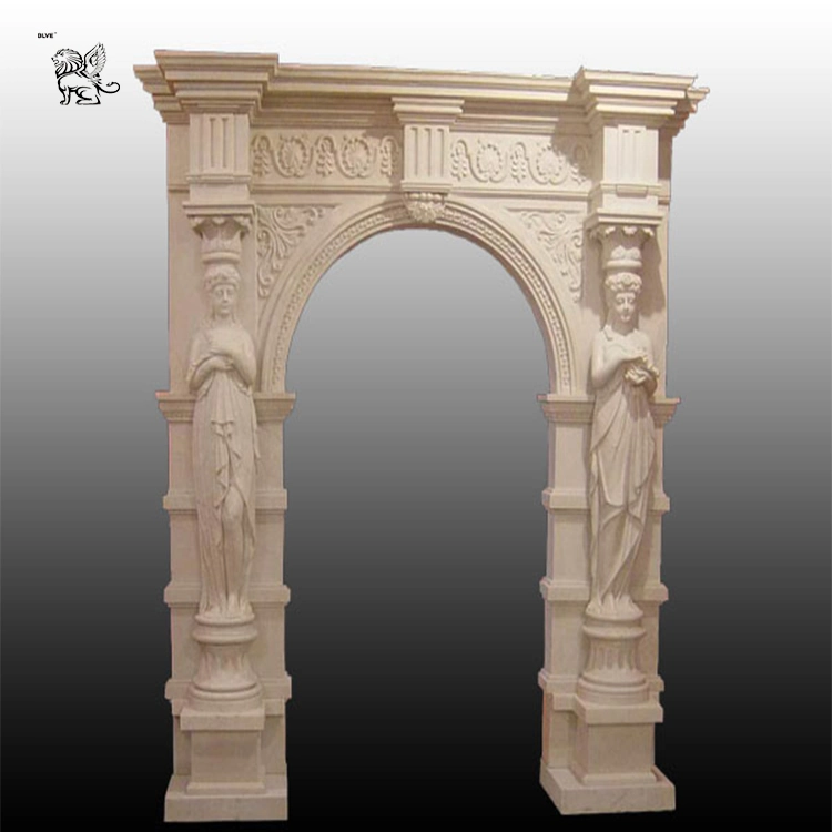 Flower Carved Hall Ornamental Marble Door Frame Mdfy-08