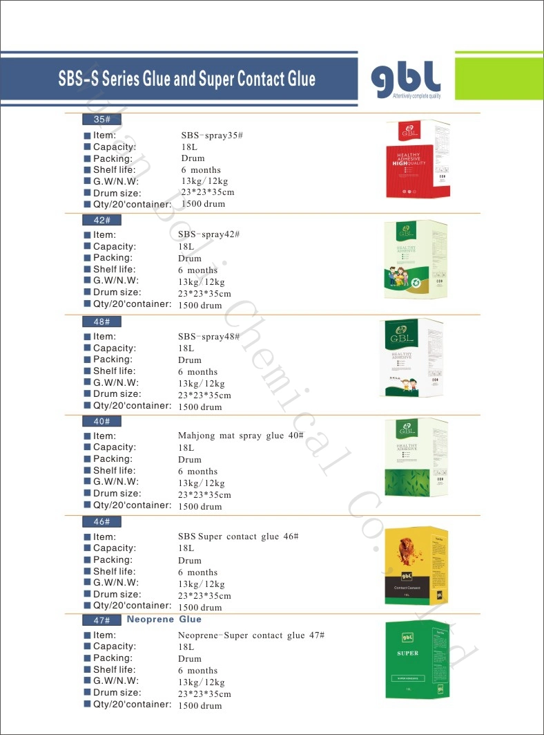 Odorless Water Based Spray Adhesive/Glue for Foam of Mattress and Sofa