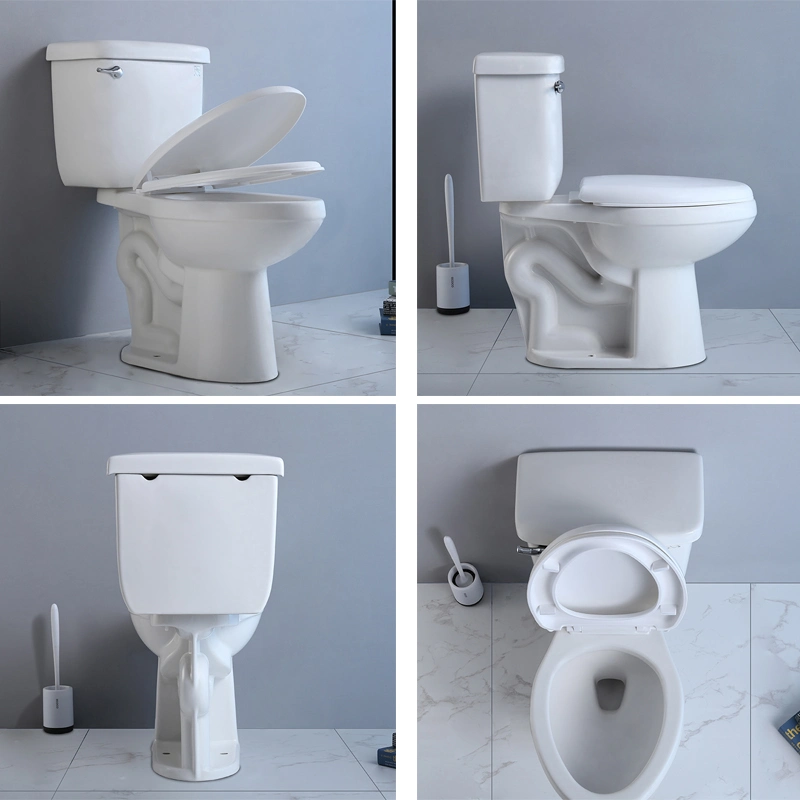 Ovs Modern Hotel White Ceramic Standing Two-Piece Rimless Toilet for Bathroom