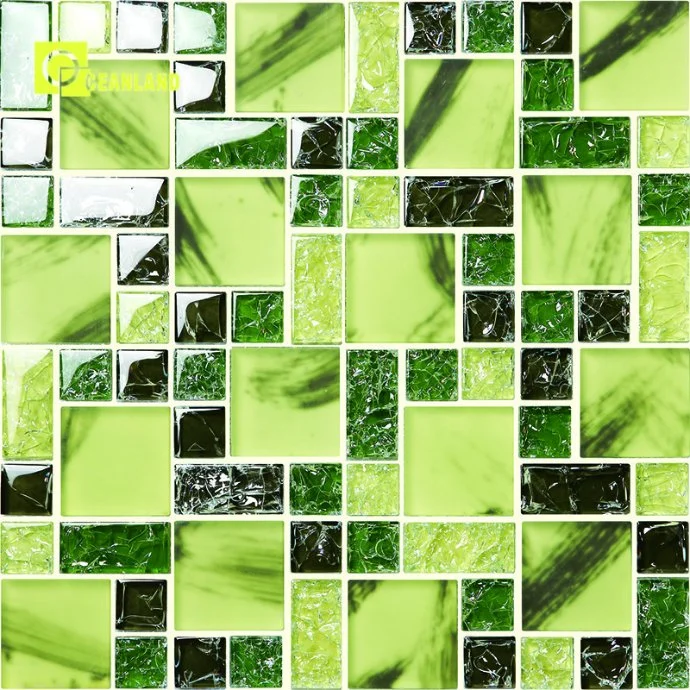 Natural Clean Green Pictures Pattern Mosaic Tile for Design