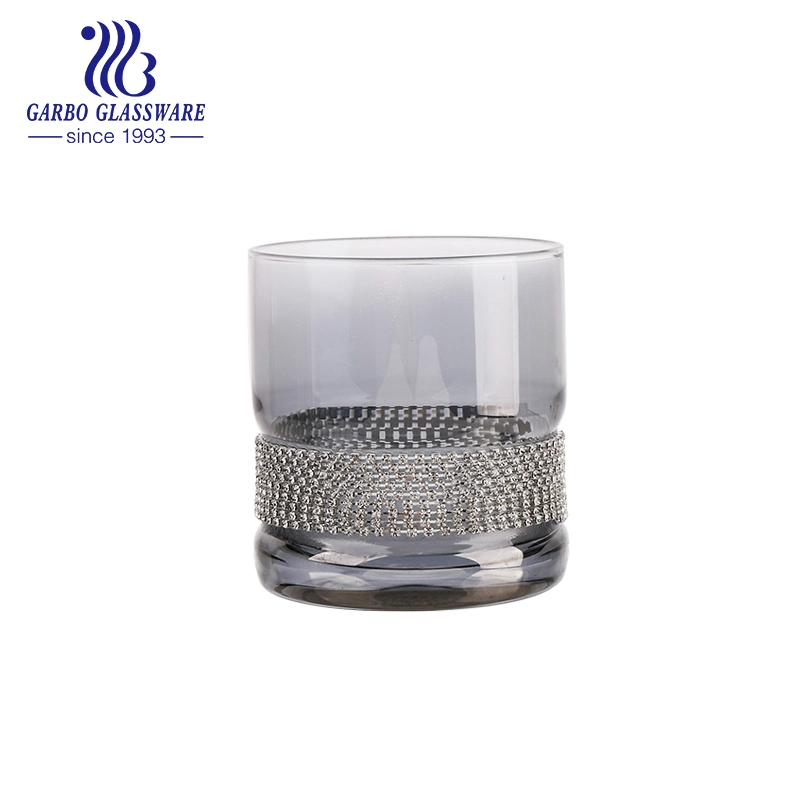 Diamond Accessory Decoration Glass Cup with Luxury Glass Bottom Water Cup