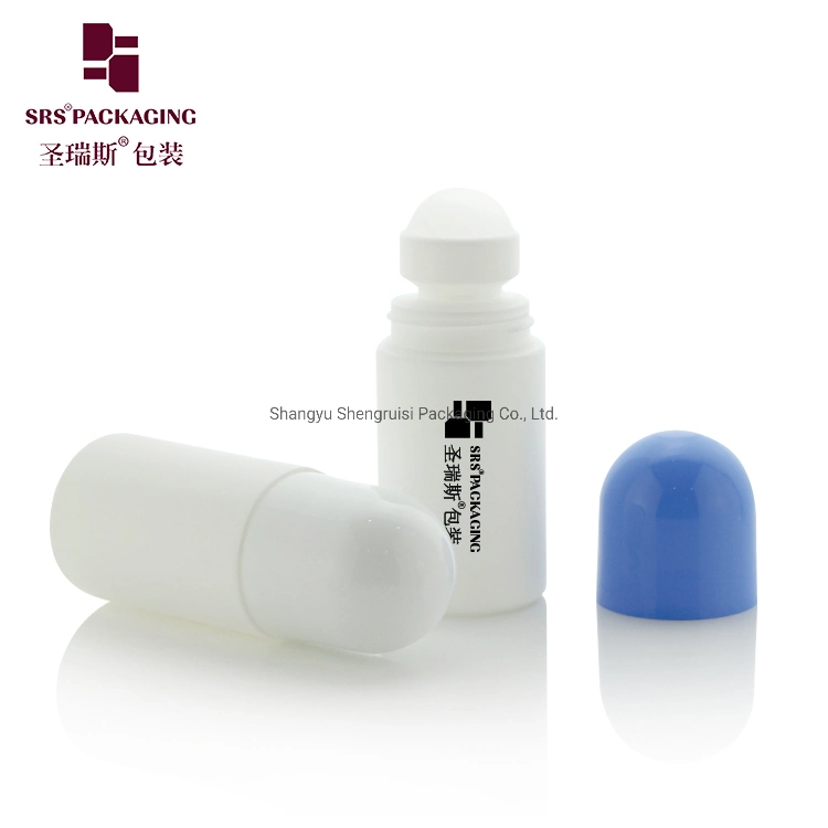 RPPC-60ML White Deodorant Roller Bottle with White Ribbed Surface Cap For Disinfectant Use China Supplier