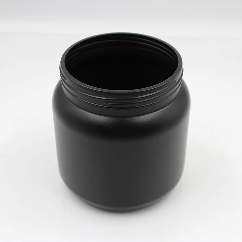 1 Liter 1000 Ml Round Empty HDPE Matte Black Skincare Packaging Cosmetic Cream Plastic Jar