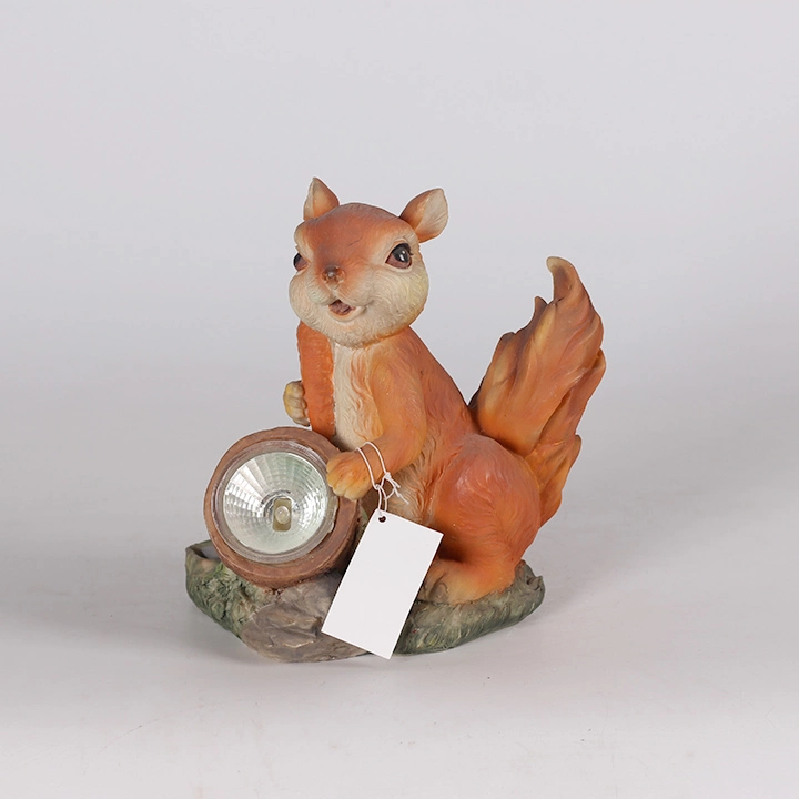 Cheap Wholesale Animal Squirrel LED Light Garden Decoration, Squirrel Sculpture Solar Lights, Resin Crafts for Garden Decoration