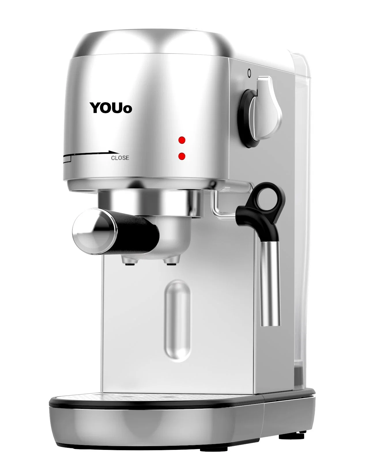 CE CB LVD EMC Approved 1400W Powerful Espresso Machine Coffee Maker with Stainless Steel Housing, Warm Plate, Temperature Control, Pre-Brew Function, LED Light