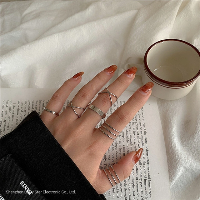 Hot Sale 6PCS/Set Fashion Finger Rings Stainless Steel Jewelry