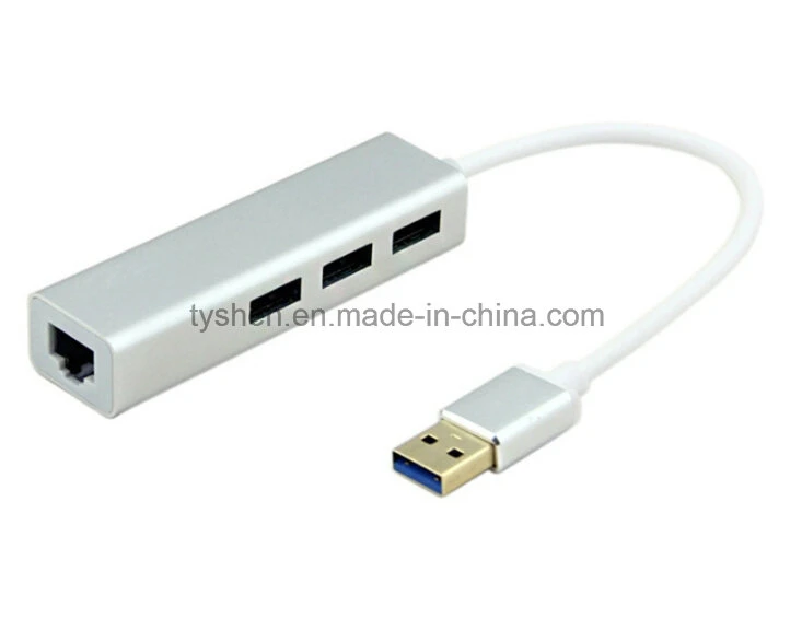 USB 3.0 Hub Metal Housing Case, 1000 Mbps LAN Card