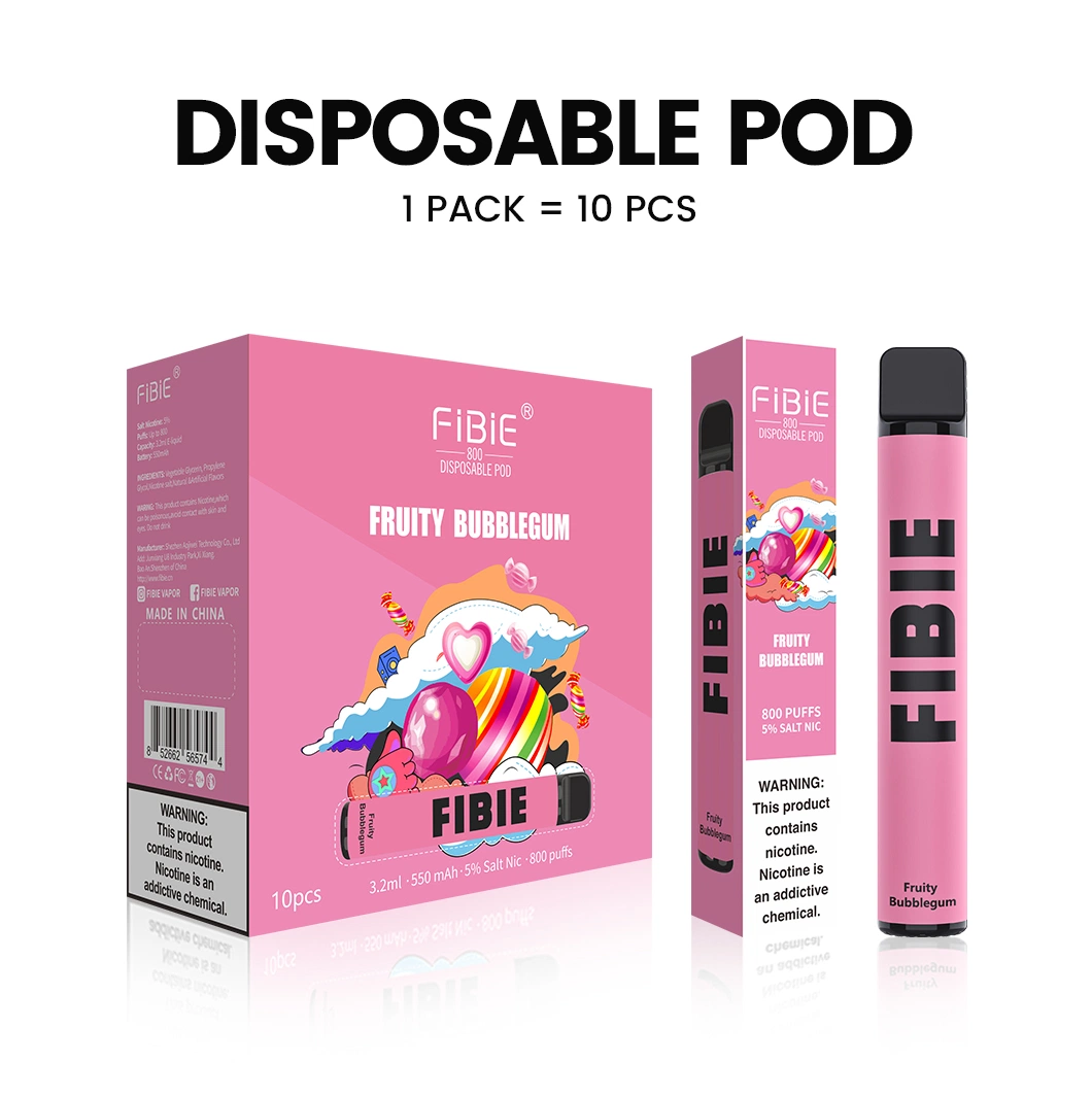 Shenzhen OEM ODM Customized Disposable/Chargeable Vape Fibie 800 Puffs E-CIGS for Quiting Smoking Electronic Cigarette Vape Pod Wholesale/Supplier I Vape