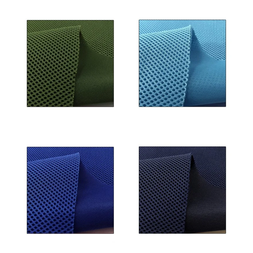 Lake Blue Color Three Layer Sandwich Polyester Mesh Fabric Cloth Raw Material 3D Air Mesh Fabric