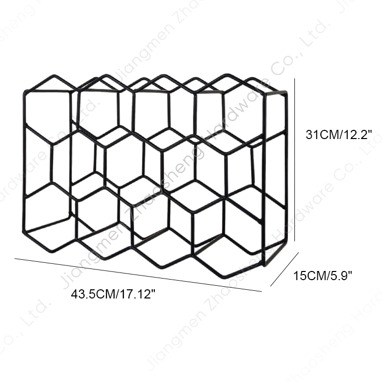 Suporte para garrafas de vinho em rack para armazenamento decorativo alveolar com tampo de metal