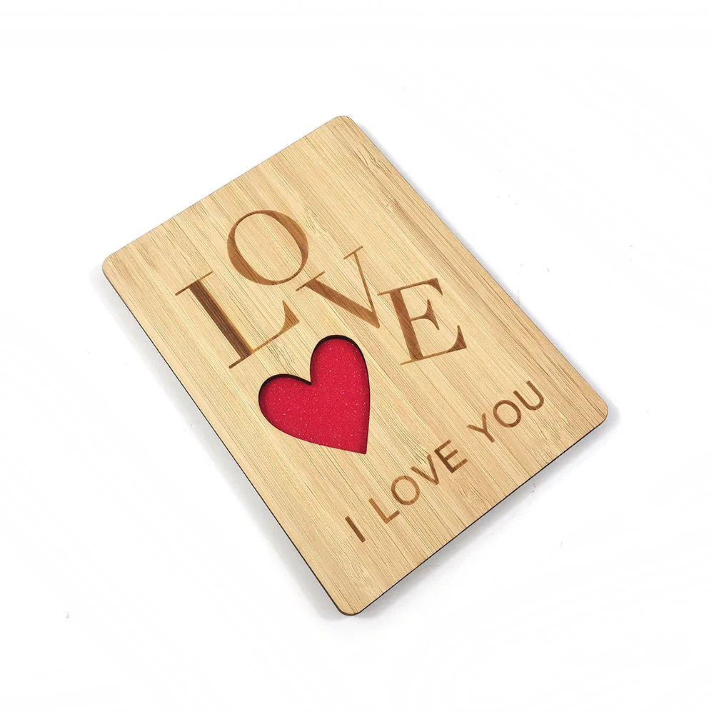 Personalized Bamboo Greeting Card on Valentines Day and Birthday Gift