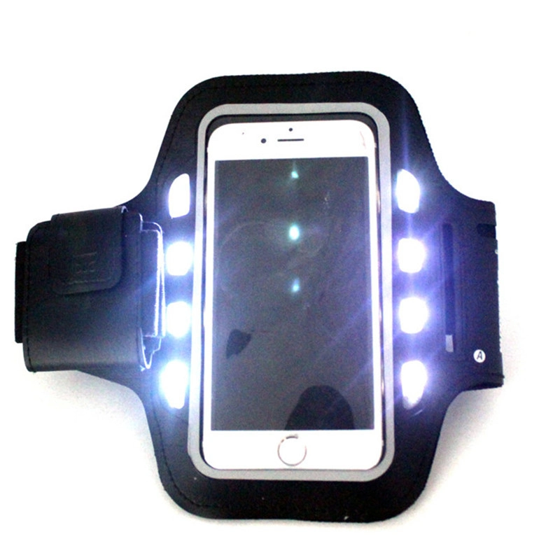 Brassard de téléphone à LED Light en néoprène pour iPhone 12 Sac de course pour bras mobile.