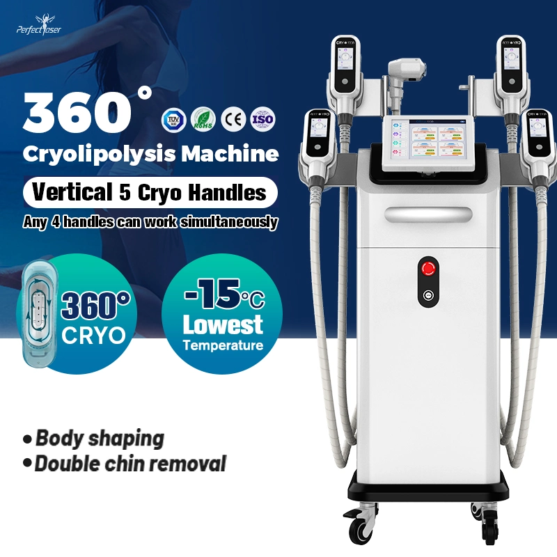 5 pegas 360 Cool Cryolipolysis Cryo Body Slimming Shaping Weight Perda gordura Cryolipolise Sculpting Sculpt Burning Freeze congelação Equipamento de beleza Máquina