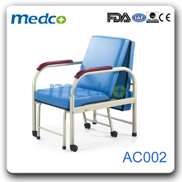 Steel Power Coated Used Hospital Accompany Attendant Chair Bed