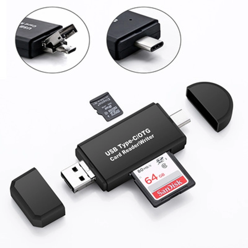 النوع C وUSB ميكرو وUSB 3 في 1 برنامج OTG Card Reader عالي السرعة USB2.0 Universal OTG TF/SD لنظام Android رؤوس وصلة تمديد الكمبيوتر