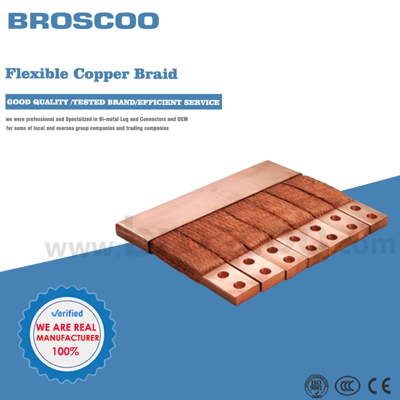 Braided Copper Grounding Strap, Flexible Electrical Copper Braided Connectors