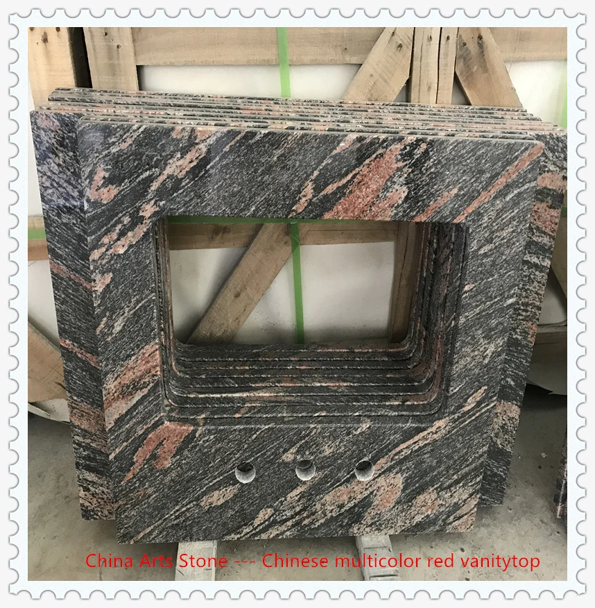 Chinese Multicolor Red Granite Marble Vanity Top for Bathroom