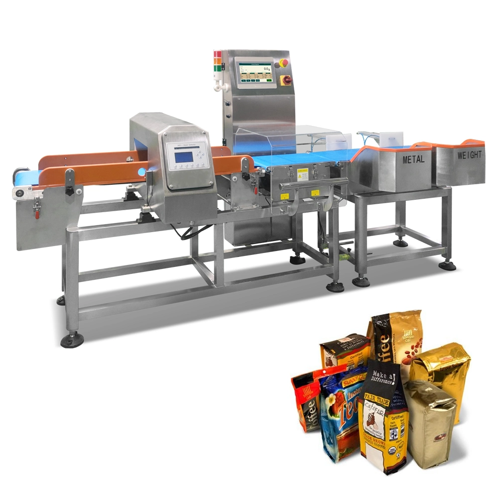 Personalización de unidades combinadas de fábrica en línea Checkweigher y detector de metales del sistema combinado para la alimentación