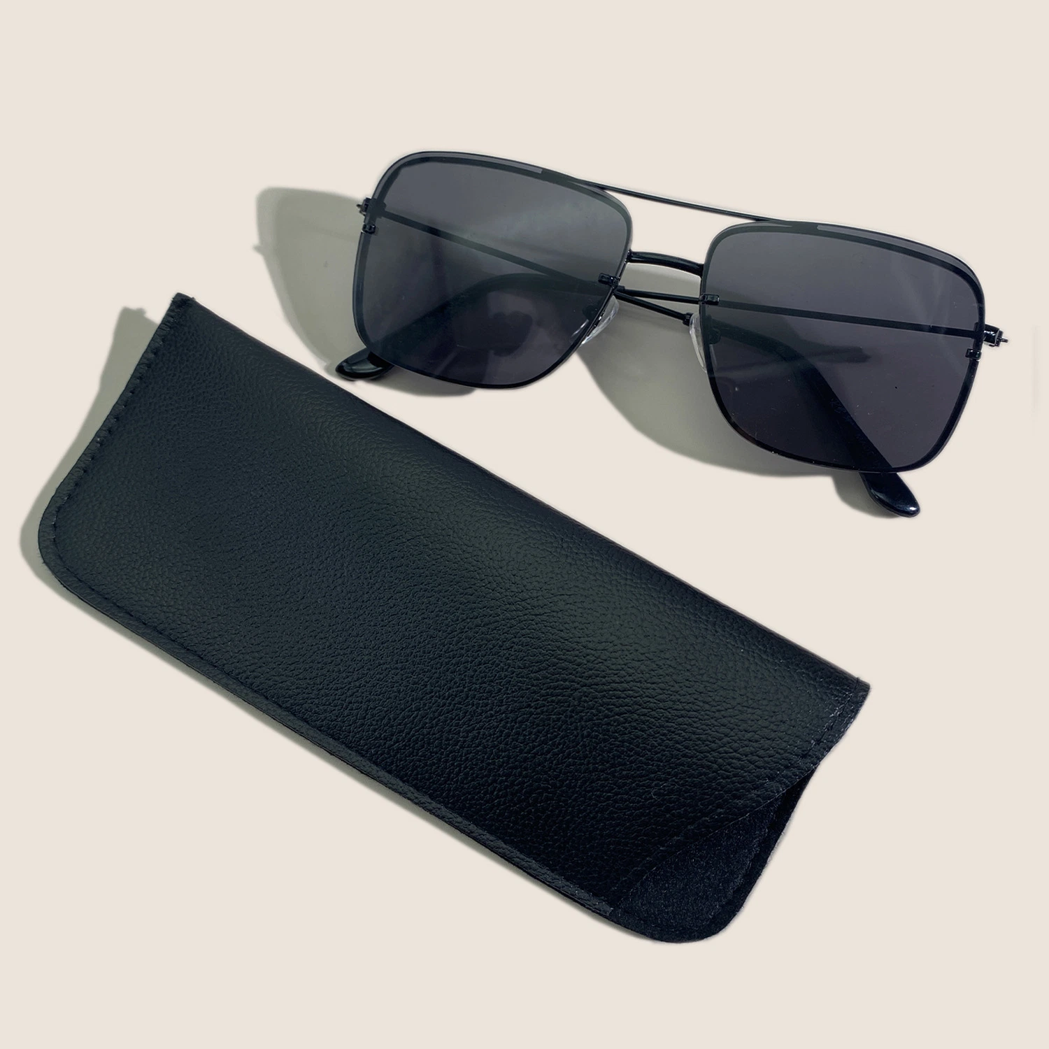 Custom Logo PU Leather Handmade Glasses Case Sunglasses Leather Pouch