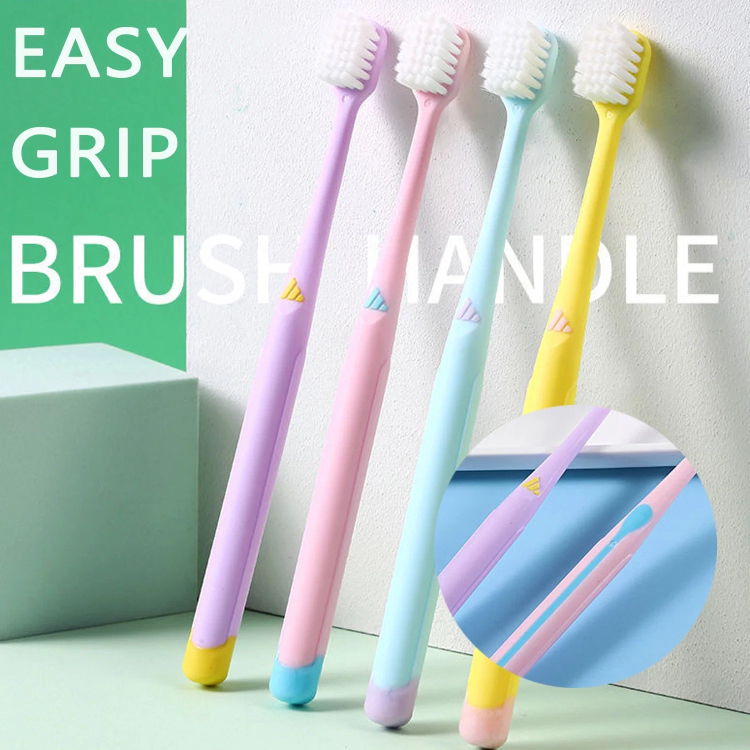 Brosse à dents pour adultes de haute qualité, à tête large, colorée et extra douce.