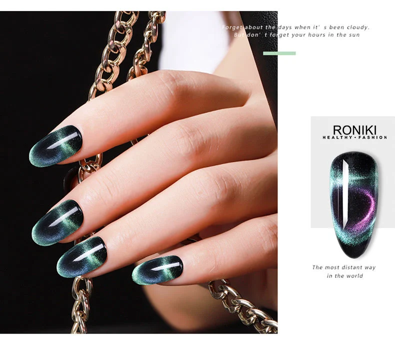 Roniki Private Label Cat Eyes Magnetic Nail Gel Polish Non Toxic 9d Cats Eye Gel